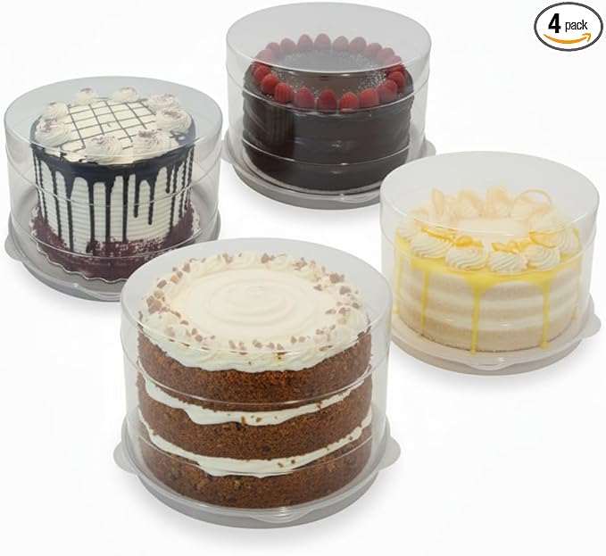 Evelots 4-Pack 12-Inch Airtight Cake Container with Lid - Portable Carrier for Pies, Cakes, Cupcakes & More - BPA-Free Clear Plastic - Secure & Easy Transport