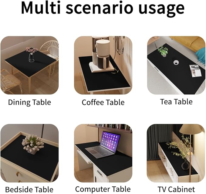 Table Pads - 30x40 Inch Waterproof Easy to Clean Can Conceal Flaws Protector The Table Top from Scratches Used for Dining (Black+Black 30x40)