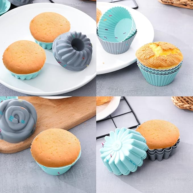 30pcs Nonstick Silicone Bakeware Set With Baking Pan, Cake Molds, Baking Sheet, Donut Pan, Silicone Muffin Pan,Cake Pan, And 24 Pack Silicone Cupcake Mold Baking Cups