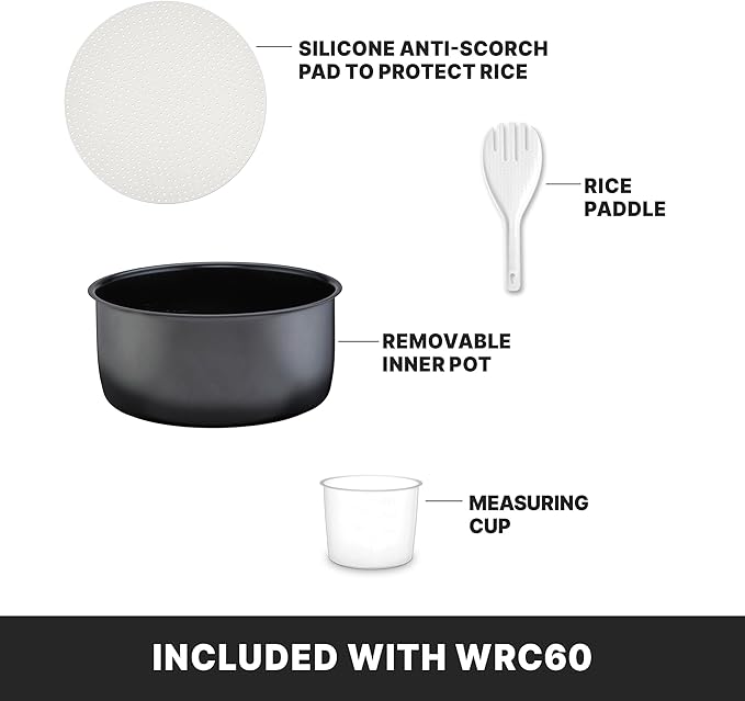 Waring Commercial 60 Cup (30 Cup Uncooked) Rice Cooker with Countdown Timer, Includes Paddle, Rice Cup, and Silicone Anti-Scratch Pad. Multifunction for Porridge, Oatmeal, Soup or Broth, WRC60