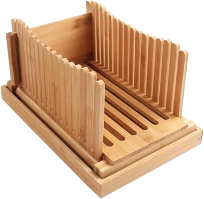 Generic Bamboo Bread Slicing Tool with Crumb Tray for Homemade Loaves, style A