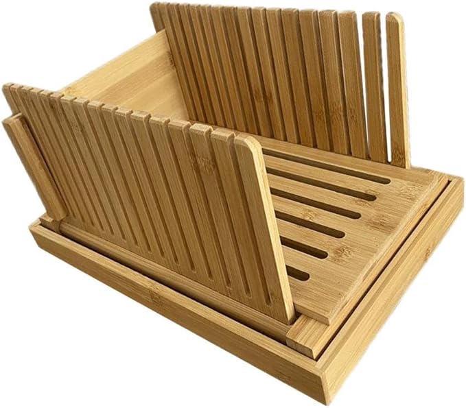 Generic Bamboo Bread Slicing Tool with Crumb Tray for Homemade Loaves, style B
