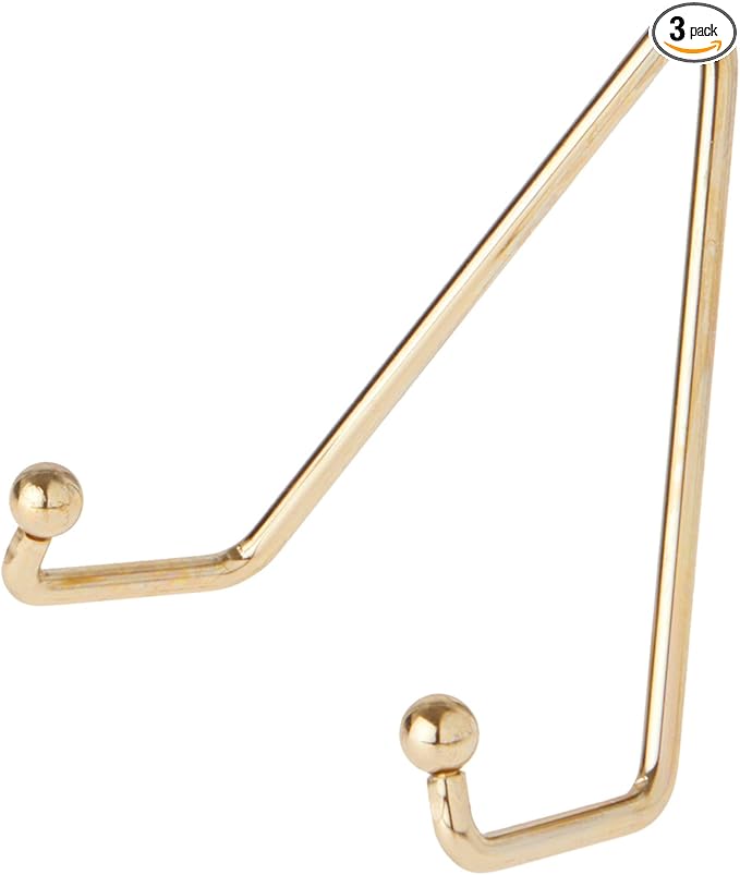 Bard's Shiny Gold-toned Wall Mountable Plate Hanger, 4.25" H x 3.75" W x 2" D (For Plates 5" - 8"), Pack of 3