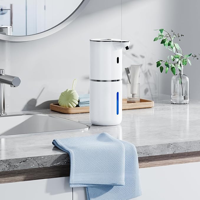 Automatic Foaming Soap Dispenser Touchless, Rechargeable Electric Hand & Dish Soap Dispenser for Bathroom and Kitchen - Smart Digital Display, 6 Adjustable Level, 380ml, Wall Mounted, IPX5