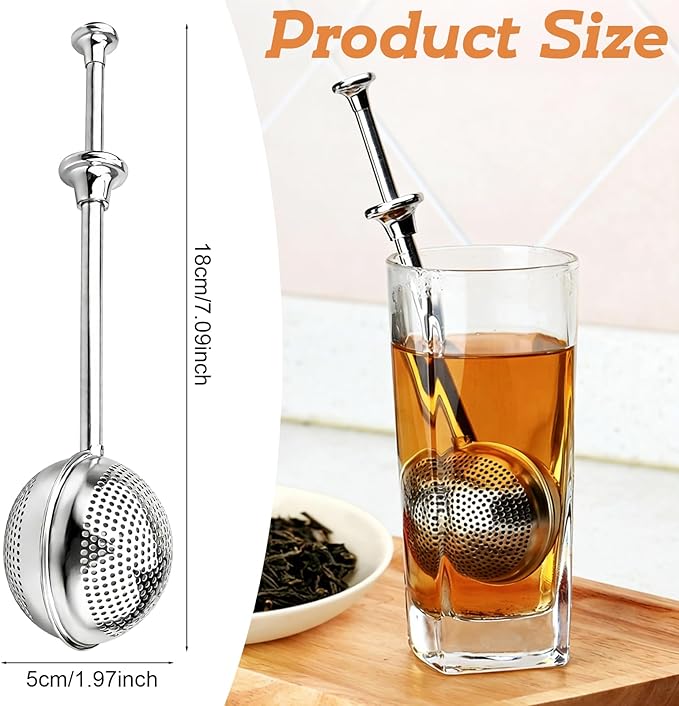 Tea Ball Tea Infuser for Loose Leaf Tea, Stainless Steel Tea Strainers Loose Leaf Tea Steeper with Retractable Long Handle, Fine Mesh Tea Diffusers Filters Reusable Tea Accessories for Tea Lovers