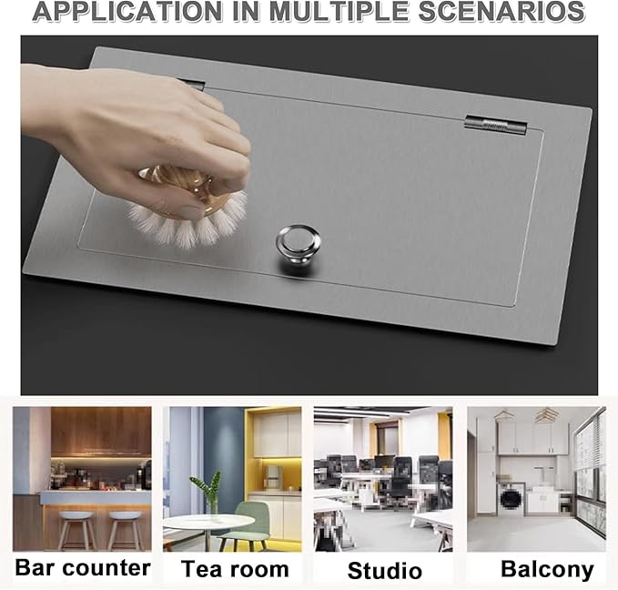 304 Stainless Steel Bin Cover, Countertop Trash can Lid, with a Central Pivot, the Lid can be Lifted, for Kitchen Cabinet, Bar & Bathroom(Gray)