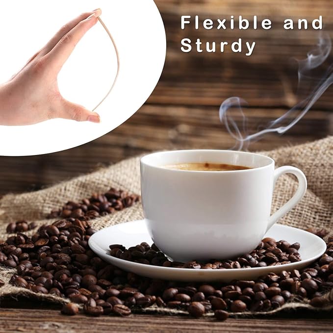 Wooden Coffee Stirrers 5.5" Coffee Stir Sticks 100 Pcs, Natural Birch Round End Thick Birch Wood Eco-Friendly, Suitable for Coffee, Cocktail and Hot Drinks