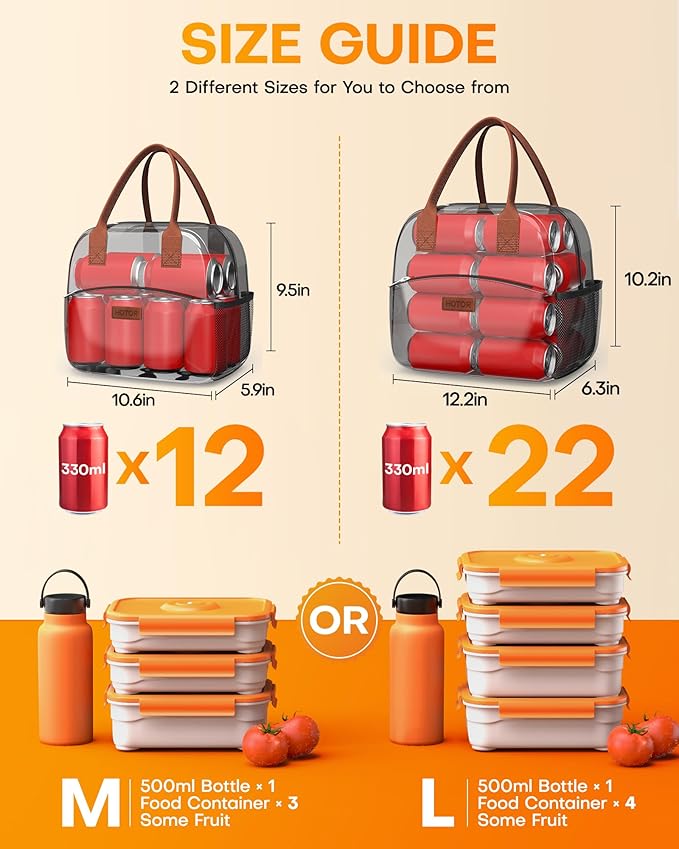 HOTOR Lunch Bag for Women & Men - Wear-Resistant Insulated Lunch Box with Large Capacity, Multi-Functional Cooler Bag for Office, Picnic, Purple, 10L, 10.60" x 5.90" x 9.50"