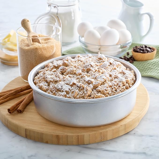 Chicago Metallic Recycled Aluminum 8 inch Round Cake Pan with Natural Aluminum For Even Baking, Built for Everyday Use, Perfect for Round Cakes, Cheesecakes and More