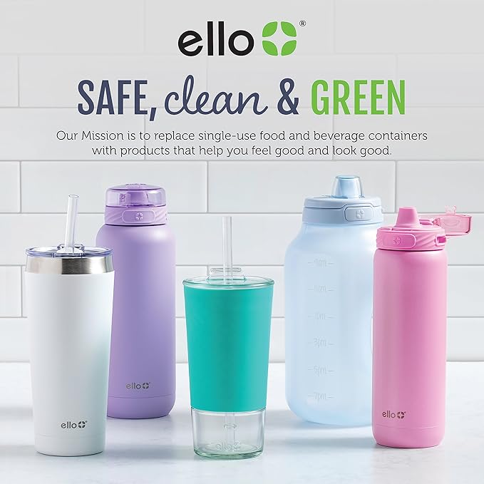 Ello Pop & Fill 22oz Stainless Steel Water Bottle with Quick Fill Technology, Double Walled and Vacuum Insulated Metal, Leak Proof Locking Lid, Sip and Chug, Reusable, BPA Free, Pistachio