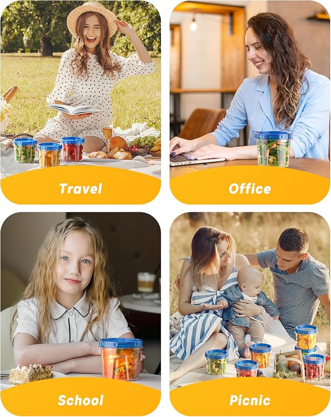 BiuLeon 12 Pack-24 oz Freezer Storage Containers, Plastic Food Storage Containers with Twist Top Lids, BPA Free and Reusable Soup Containers with Lids, Leakproof/Microwave/Dishwasher Safe