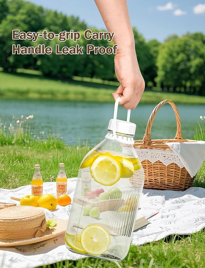 KMIGRUAN 64oz Heavy Duty Glass Milk Bottle with Handle and Airtight Reusable Lids,3Pack Glass Milk Container for Refrigerator,Juice Jugs With 2 Exact Scale Lines
