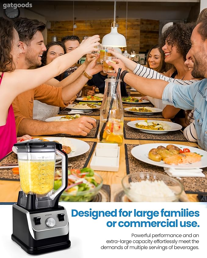 GATGOODS 72 Oz Large Blender - 2200W Professional, High Speed Commercial Blender, Variable Speed, Self-Cleaning, Dishwasher Safe