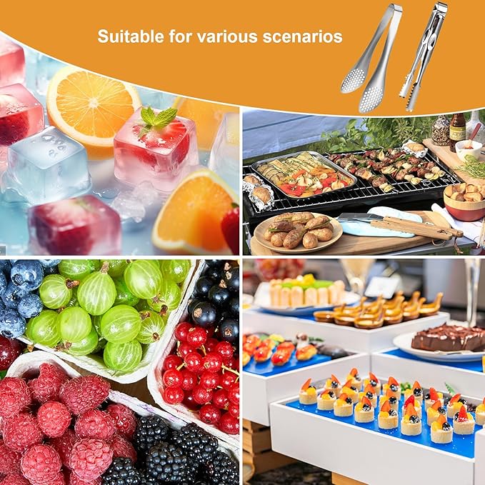 12-Piece Mini Stainless Steel Salad Tongs - 5 Inch Small Tongs for Serving Food, Mini Serving Utensils for Appetizers, Party, Coffee, Desserts (Silver)