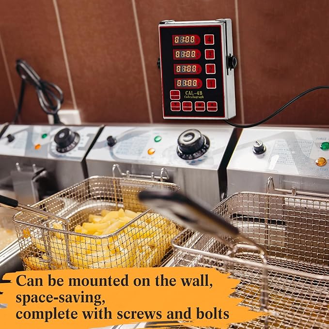 Relaxweex 1 Pack Commercial 4 Channel Digital Kitchen Timer, Multi-Countdown Timer with Loud Alarm & Large LCD Display, Wall Mount or Countertop for Restaurant, Fry Station, Baking & Lab Use