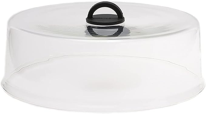 Tall Microwave Tempered Borosilicate Glass Plate Cover with Black Easy-Grip Silicone Handle - Unvented to Steam Food -Microwaveable/Oven/Stove Safe - Black Silicone Handle for Safe Easy Grip