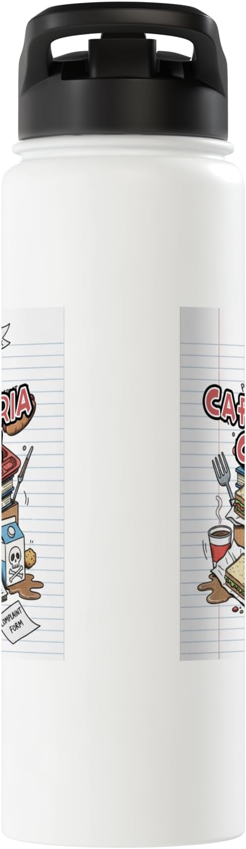 Cafeteria Critic - Student Lunch School Humor Food Chaos Stainless Steel Insulated Water Bottle