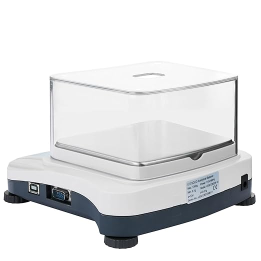 U.S. Solid Precision Lab Scale 600g x 0.01g- High Precision Analytical Balance w/USB and RS232 Interface, Detachable Draft Shield, 1 x 500g Calibration Weight,100-240 VAC
