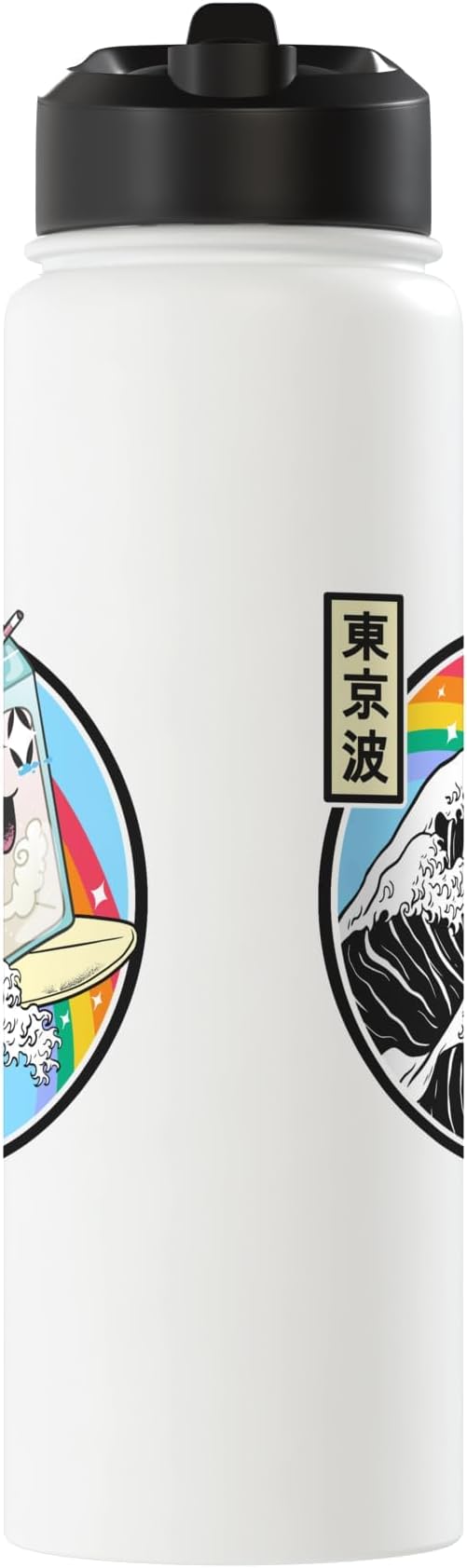 Milk Carton Surfing Great Wave Kawaii Rainbow Anime Stainless Steel Insulated Water Bottle
