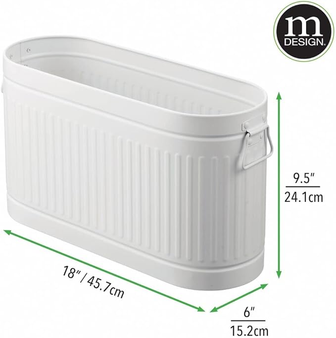 mDesign Large Steel Free Standing Toilet Paper Organizer, 6-Roll Tissue Storage Holder Container Bin for Bathroom Floor, Fits Under Sink, Vanity, Shelf, In Cabinet, or Corner, Oscar Collection - White