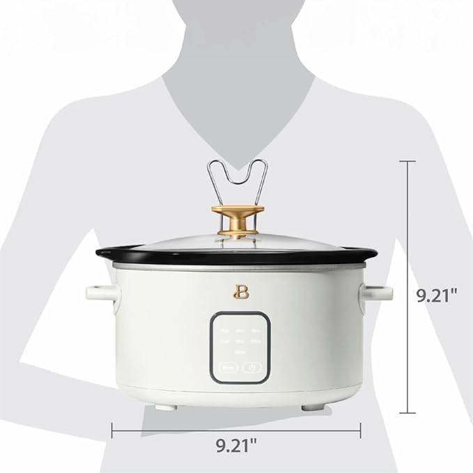 Beautiful 4-Quart Programmable Slow Cooker with Touch-Activated Display, Digital Timer, Keep-Warm Function & Removable Non-Stick Pot