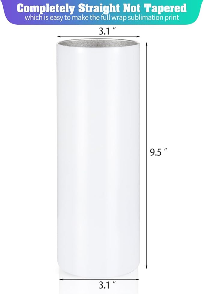 YOUKE OLA 10 Pack Sublimation Tumblers Bulk 30oz - Blanks Straight Skinny Tumbler White Stainless Steel Insulated Sublimation Tumblers Polymer Coating for Heat Transfer with Straws, Lids