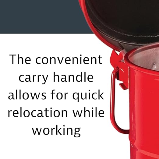 Justrite 21 Gallon Galvanized Steel Oily Waste Can, 23.5" x 18" Metal Oil Rag Safety Can with Quiet Foot Operated Self-Closing Lid for Oil Rag Disposal, Made in The USA, Red, 09708