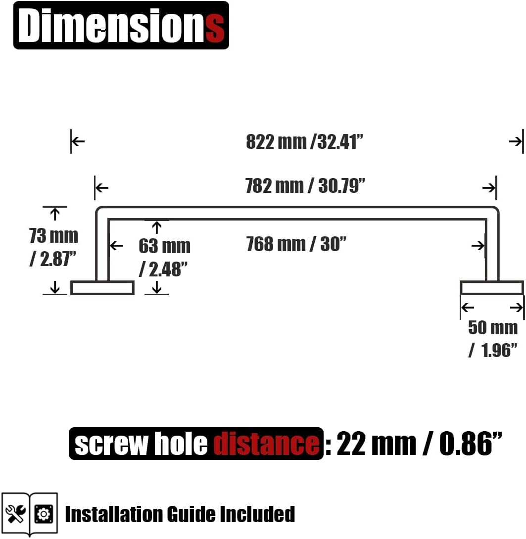 JQK Black Towel Bar, Rounded Edges 32.41 Inch Towel Rack, 304 Stainless Steel Bathroom Wall Mount, Useable Length 30 Inch, TB250L30-PB