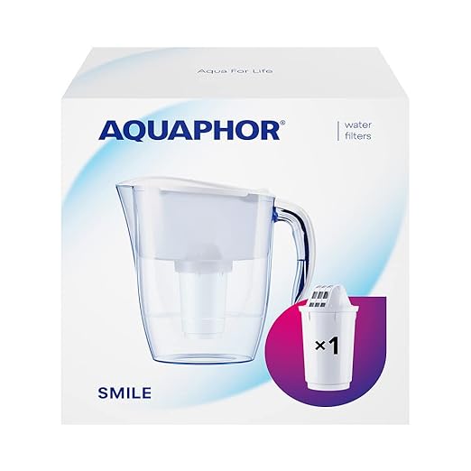 AQUAPHOR Smile Water Filter Jug, 2.4 L (White, A5 Mg Enriched with Magnesium)