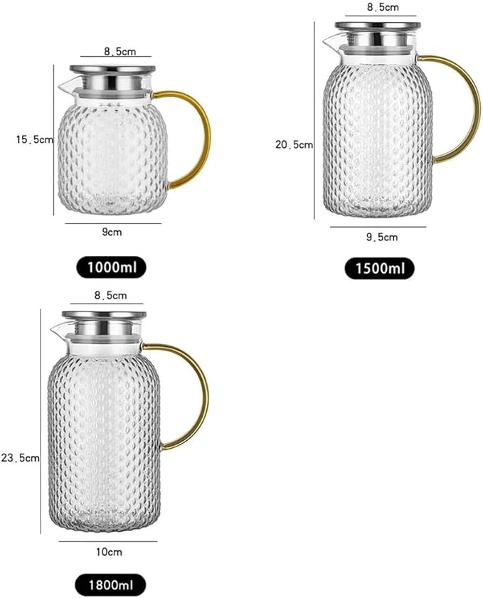 Water Pitcher Glass Water Pitcher with Filter Lid and Pouring Spout Heat Resistant Glass Carafe for Hot Cold Beverages Homemade Ice Tea Bottle Iced Tea Carafe(1.5L)