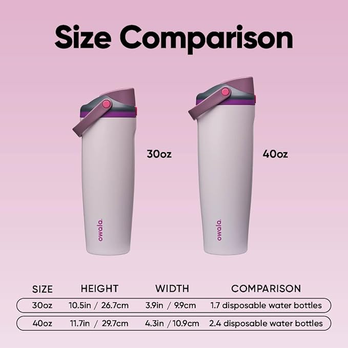 Owala FreeSip Sway Insulated Stainless Steel Water Bottle with Two-Way Spout, Built-In Straw and Bucket Handle, Made for Travel, School, and Sports, 30oz, BPA Free, Leak Proof, Dreamy Field