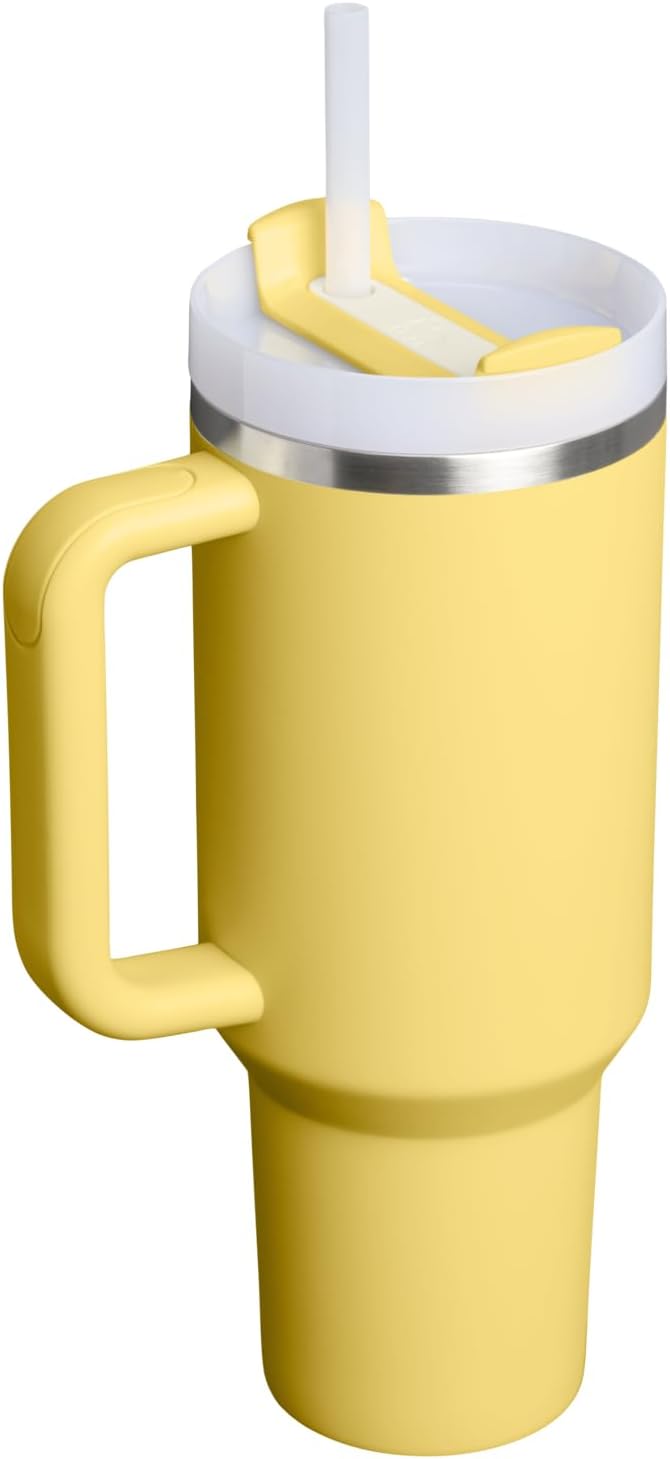 STANLEY Quencher H2.0 Tumbler with Handle and Straw 40 oz | Flowstate 3-Position Lid | Cup Holder Compatible for Travel | Insulated Stainless Steel Cup | BPA-Free | Daffodil