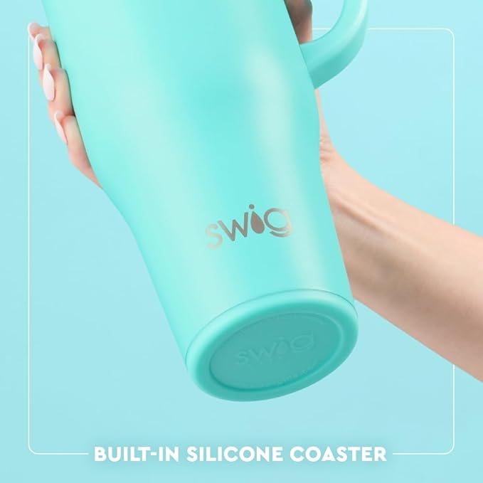 Swig Life 40oz Leak Proof Mega Mug, 40oz Leak Proof Tumbler with Handle and Straw, Extra Large Insulated Tumblers, Cup Holder Friendly Travel Mug, Reusable Leakproof Water Bottle (Green Thumb)