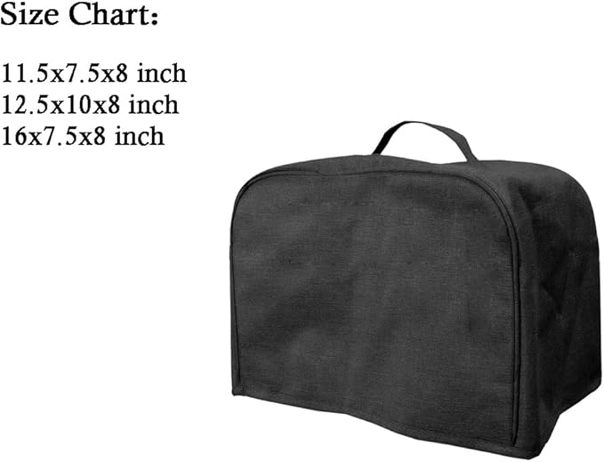 FLR Large 4 Slice Toaster Cover with Pockets, Dust-proof & Oil Proof, Fit Most Large Toasters (Black, 16' x 7.5' x 8')
