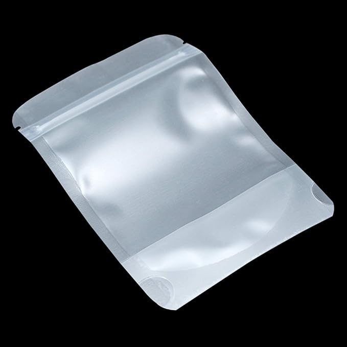 PABCK 100 Pack Resealable Stand Up Bags Matte Clear Zipper Lock Heat Seal Pouches with Tear Notch for Zip Food Storage Lock Packing 14x20cm (5.5x7.9 inch)