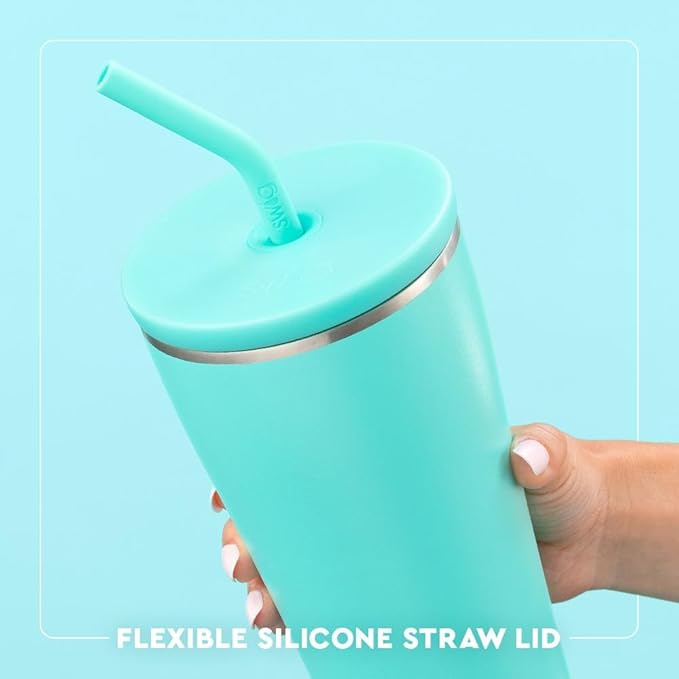 Swig Life 32oz Straw Tumbler, Travel Coffee Tumbler with Lid, Cup Holder Friendly Travel Coffee Mug, Stainless Steel, 32 oz Reusable Insulated Coffee Mug (Saturdays In Ann Arbor)