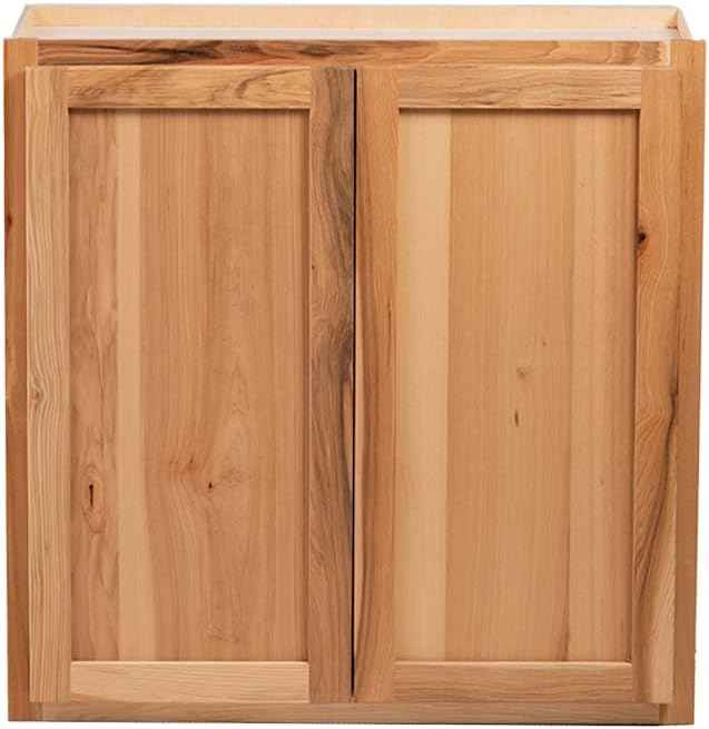 Quicklock RTA (Ready-to-Assemble) 42" Tall Wall Kitchen Cabinets - Shaker Style | 100% Hardwood | Made in America | Soft Close Hardware (Rustic Hickory, 12" D x 30" W x 42" H)