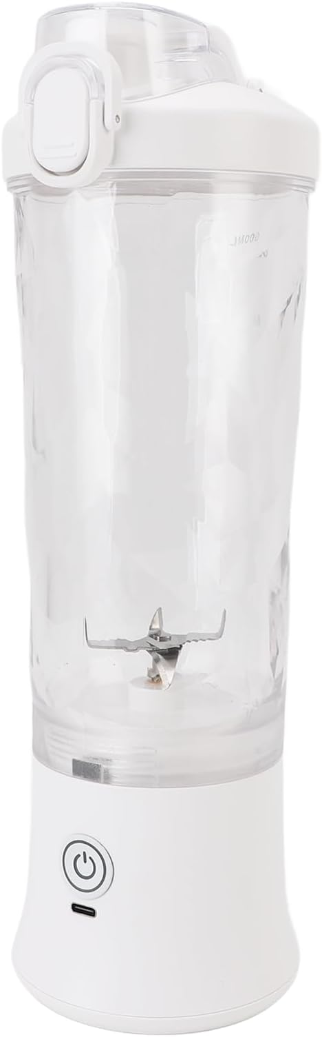 Generic Portable Blender, 600ml 18000RPM USB C Rechargeable Mini Juicer Cup, Stainless Steel Blades Blender with RGB Light, Ideal for Travel, Gym & Sports
