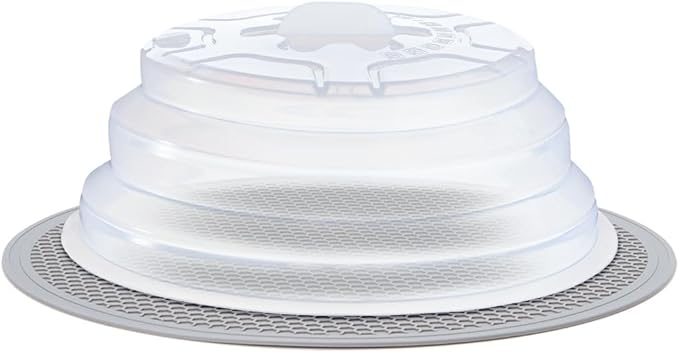 2 in 1 Microwave Cover - Versatile Mat & Splatter Guard - 12 Inch, Collapsible, Silicone Trivet