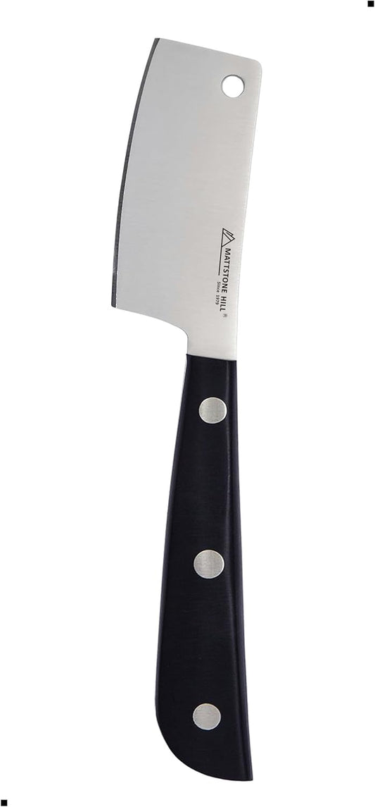 Cheese Knife - MATTSTONE HILL Cheese Cleaver, Hard Cheese Cutter, Premium Stainless Steel, Black Handle