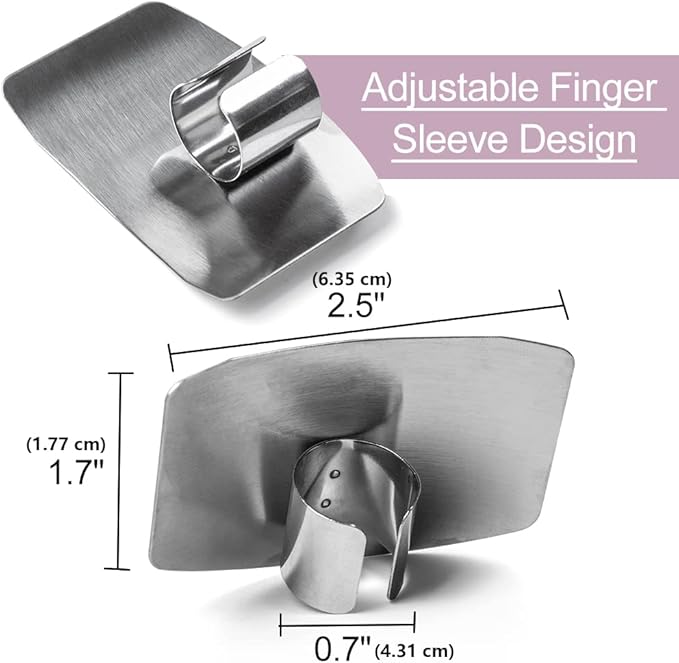 Finger Guards for Cutting, 4 Pcs Stainless Steel Finger Protector for Cutting Food, Knife Guard, Chopping Protector for Dicing and Slicing in Kitchens