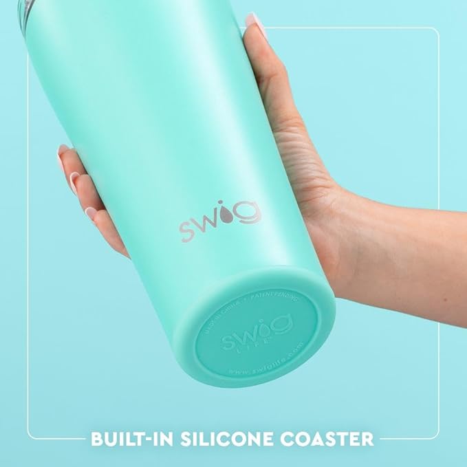 Swig Life 32oz Insulated Tumbler, Travel Coffee Tumbler with Lid, Cup Holder Friendly Travel Coffee Mug, Stainless Steel, 32 oz, Reusable Insulated Mug with Lid (Mr Claus)