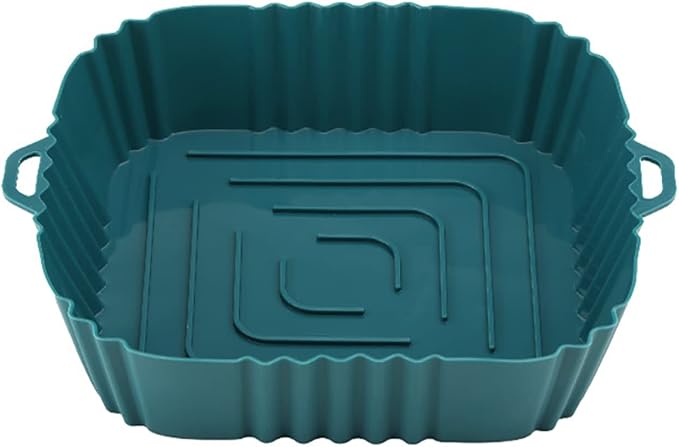 Silicone Baking Tray Reusable Air Fryer Liners Basket Nonstick Oven Baking Pan Multifunctional For Kitchen Gadgets 2Pcs Blue