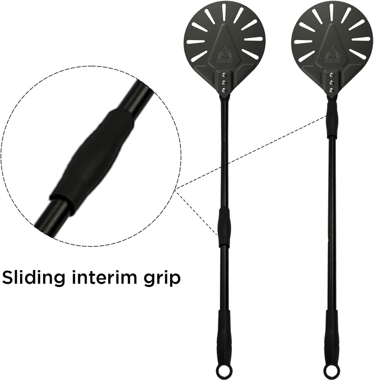 Chicago Brick Oven Turning Perforated Pizza Peel - 7" Diameter - 35" Overall Length - Premium Pizza Peel, Pizza Steel, 12 Inch for Professional and Home Use