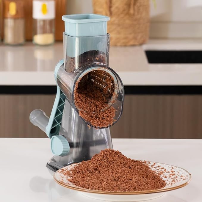 GYH&GXR Rotary Cheese Grater with Handle Vegetable Cheese Shredder Slicer Grater for Kitchen 3 Changeable Blades for Cheese Potato Zucchini Nuts Chocolate.