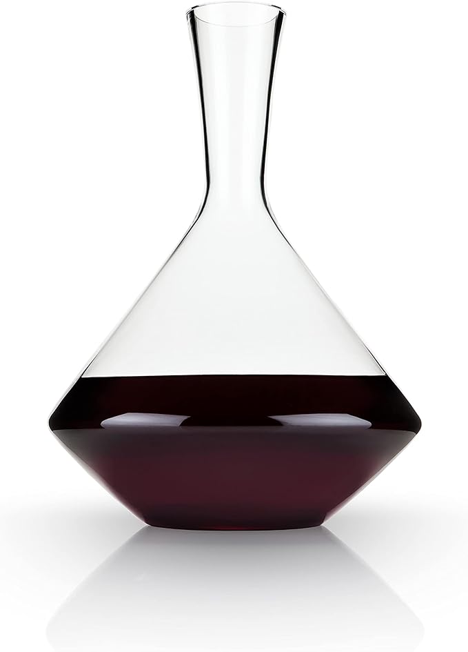 Viski Angled Wine Decanter, Lead-Free Crystal Carafe for Red and White Wine with Broad Base for Aeration, Elegant Large Pitcher for Wedding Gifts, Housewarming Essentials, 60 oz (1.8 L), Set of 1