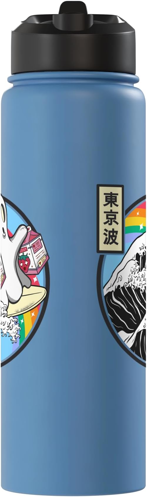 Surfing Ghost Strawberry Milk Cartons Anime Kawaii Vaporwave Stainless Steel Insulated Water Bottle
