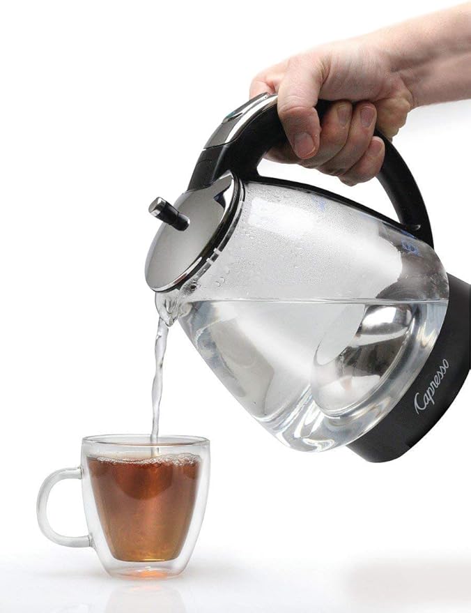 Capresso H2O Glass Rapid-Boil Kettle (48 oz, Black/Polished Chrome)