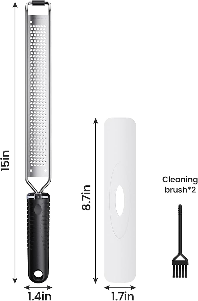 Lemon Zester and Cheese Grater with Secure-Grip Handle - Stainless Steel, 15x1.4 inches