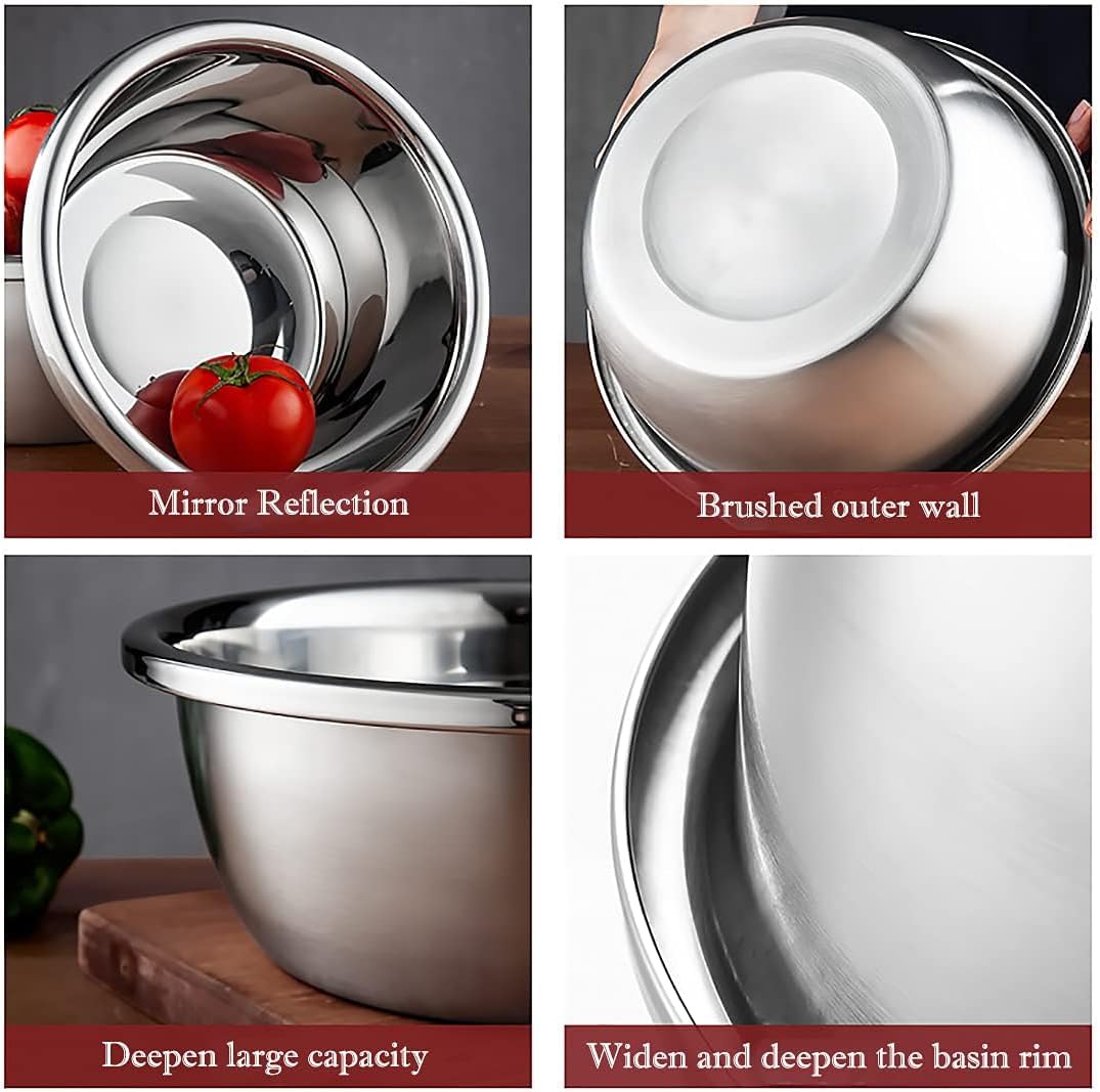 meleg otthon Stainless Steel Mixing Bowl, Stainless Steel Basin, 18.5QT Mixing Bowls,Heavy Duty Deeper Edge Mirror Finish Dishwasher Safe Bowl(15.74'' diameter x 6.02''high)